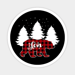 Son Bear Buffalo Red Plaid Matching Family Christmas Magnet